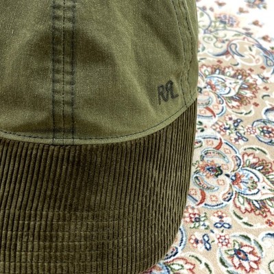 RRl刺繍ロゴ付きオリーブドラブキャップ NEW, Size OS] RRL Double RL Oilcloth Ball Cap — Olive / Brown