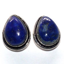 Lapis Lazuli 925 Silver Plated Gemstone Earrings 14mm" Aesthetic Jewellery JW