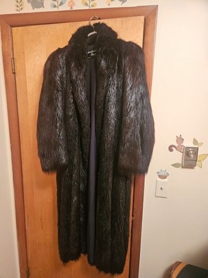 Andriana Furs full length mink fur coat for women size large , black color, mink