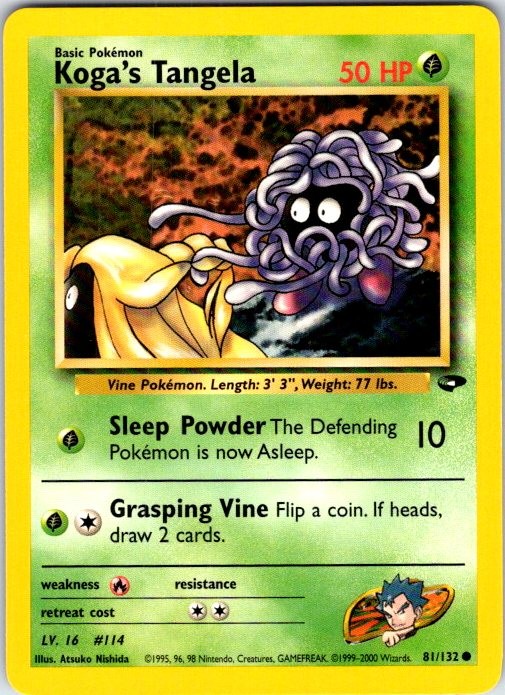 1995 tangela pokemon card value Pokemon | Gym Challenge | Koga's Tangela | 081/132 | Unlimited | NM