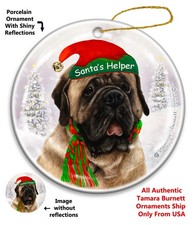 Mastiff Santa's Helper Holiday Ornament
