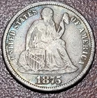 1875-CC Seated Liberty Dime Mintmark Above Bow Fine 19th C Silver Type Coin