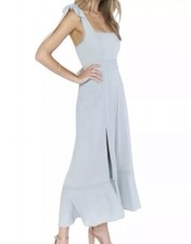 Show Me Your MuMu Claire Dress Medium Silver Sage Chiffon Midi Bridesmaid NWT