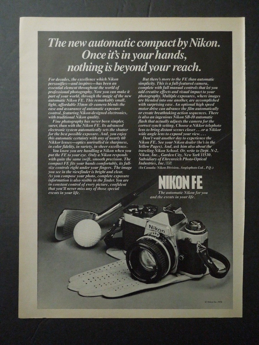 1978 NIKON FE Compact Automatic Camera Magazine Ad | eBay 1978 NIKON FE Compact Automatic Camera Magazine Ad | eBay