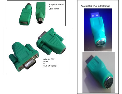 Mini DIN / PS/2  to  USB  or  SUB D Adapter
