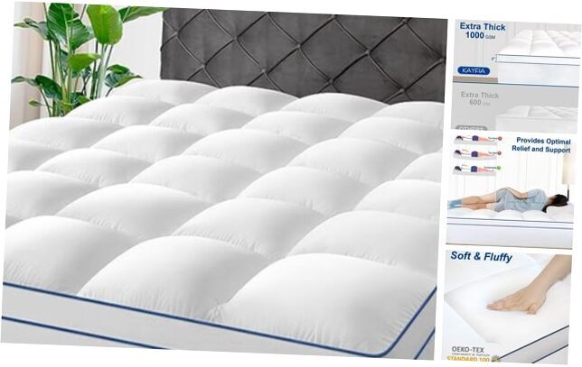 Mattress Topper,Extra Thick Mattress Pad Cover for Deep Sleep,3D+7D Full White-image