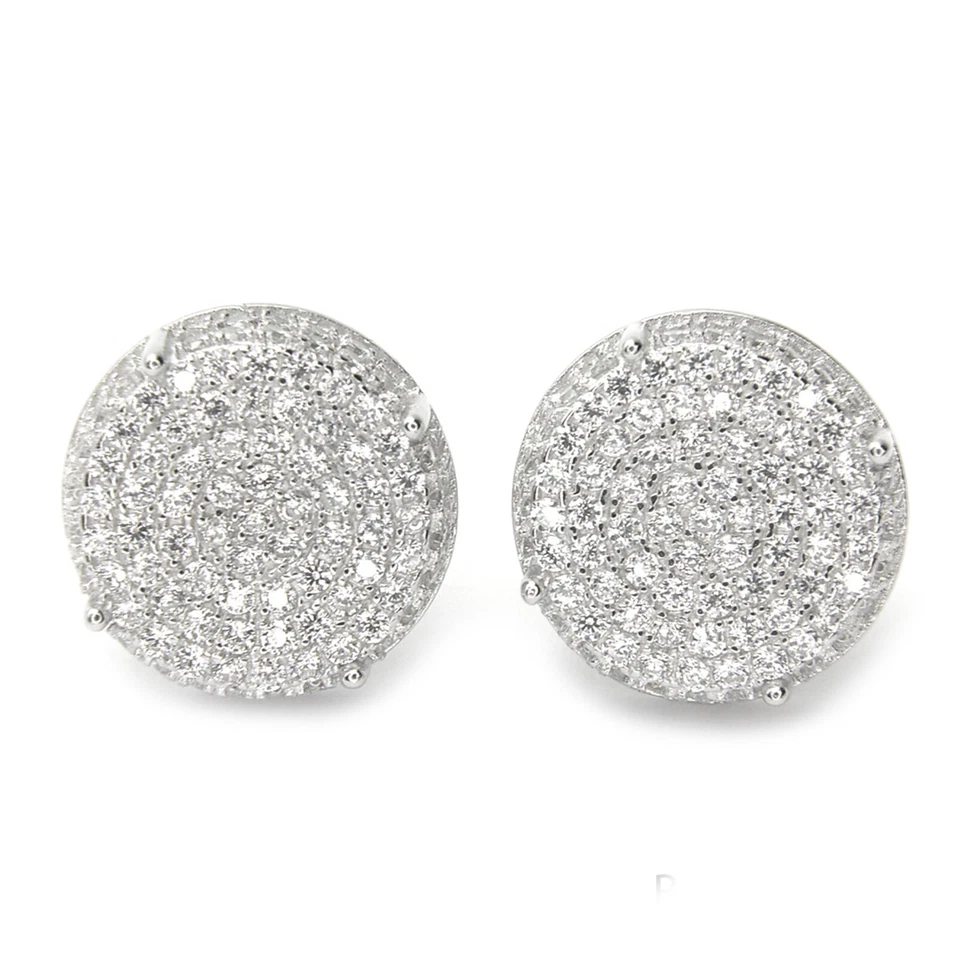 Brincos masculinos hip hop folheados a prata bronze XL redondo parafuso traseiro SE 11403 S - Imagem 2 de 3