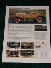 1931 Chevy Series Ae Independence Spec Sheet Photo 31 Deluxe Convertible Coupe