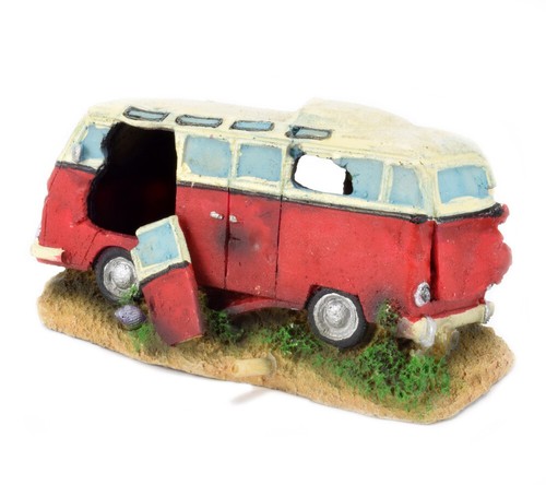 Aquarium Dekoration Transporter Hippie Bus Bulli Auto T1 Autowrack Aquarien Deko - Bild 2 von 4