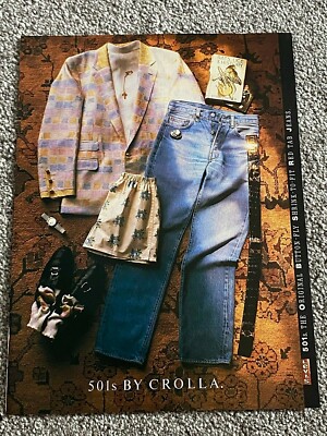 Rare Vintage 1980's Magazine Advert Art Picture Levi's 501 by Crolla UK Ad 80's