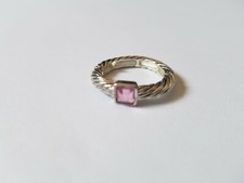 Pink White Rhinestone Stretch Ring
