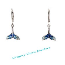 Sterling Silver Whale Tail Earrings With CZ
