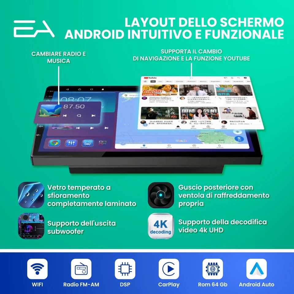 Autoradio Android -Honda Insight 2009-2014- 4GB ram 64GB rom -Telecamera HD - Immagine 4 di 4