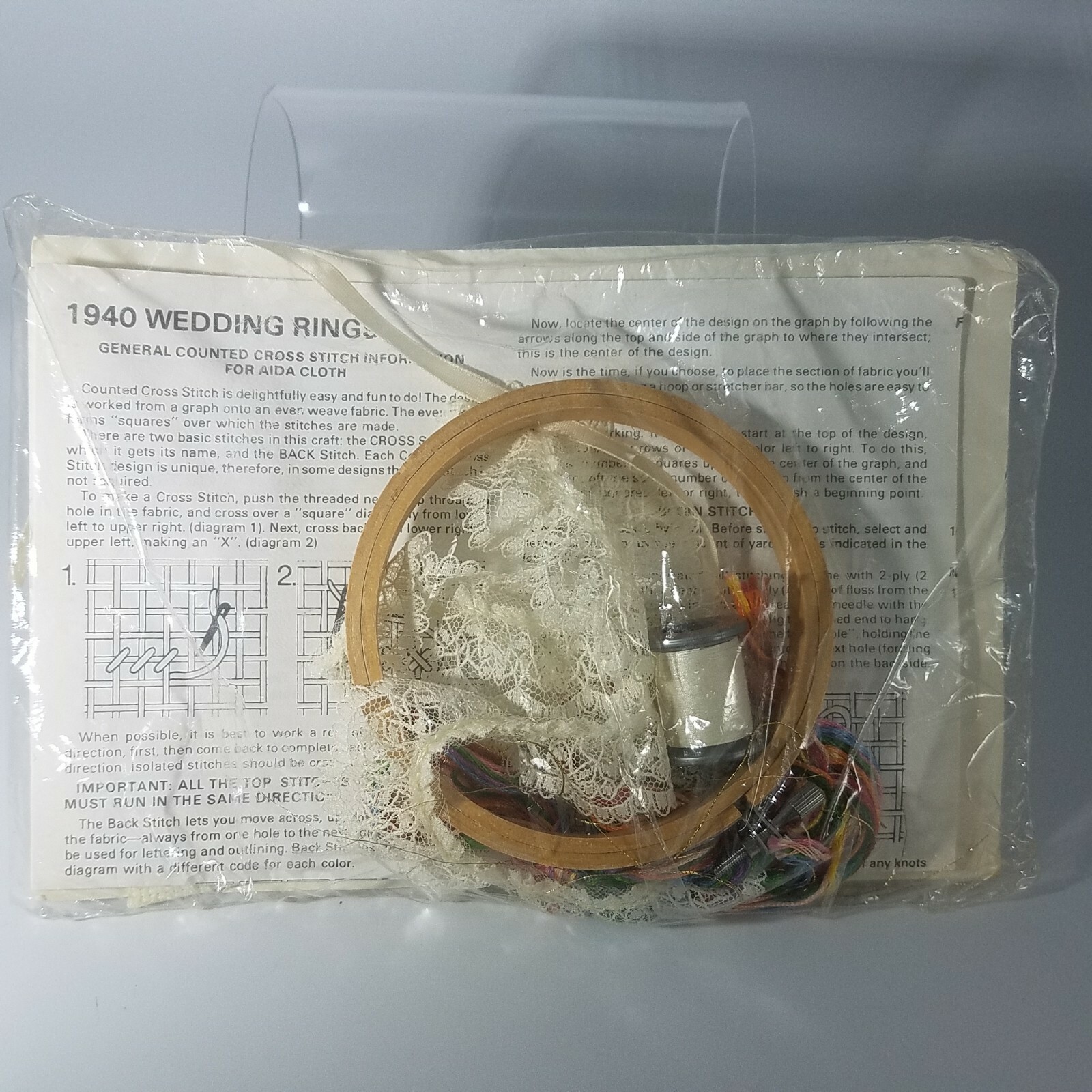 Vintage Cross Stitch Kit Creative Circle NIP Wedding Ring-Bless This Child #1940