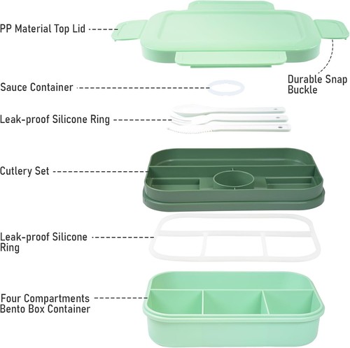 Brotdose 2-lagig Bento Box für Erwachsene mit 8 Fächern Auslaufsicher / UK - Bild 11 von 14