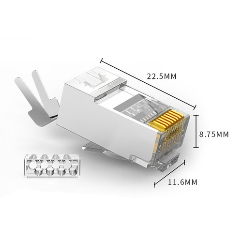 10Pcs Pass Through Connectors RJ45 Shielded Cat7 Connectors Network Modular *h* - Photo 2/12