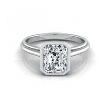 1.55 CT White Radient Cut Bezel Set CZ Solitaire Wedding Ring 925 Silver