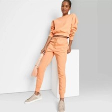 Women's High-Rise Slim Fit French Terry Jogger Pants - Wild Fable  Peach Orange