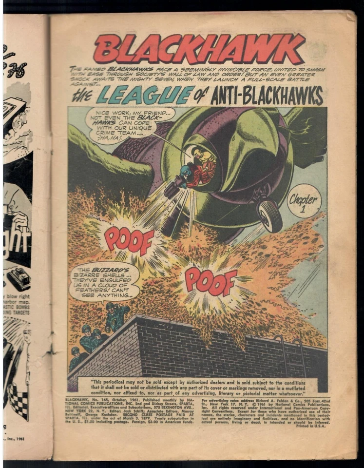 Blackhawk # 165 (2.0) 10/1961 D.C. White Square Priced 10c Box Cover The Eel App - Image 3 of 4