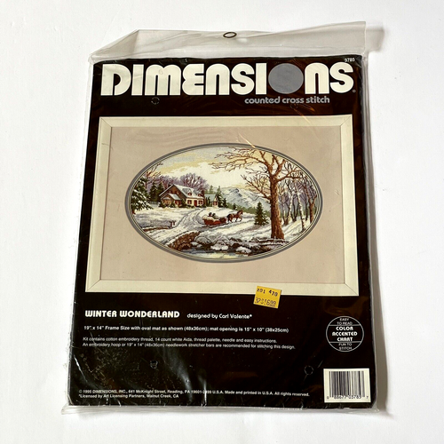 Dimensions Counted Cross Stitch Kit 3785 Winter Wonderland Landscape Vtg 90s NOS - Picture 2 of 9