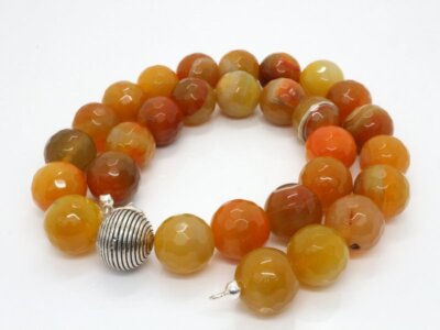 GOLDJUNGE69 * SOGNI D`ORO SILBERZEIT XXL KETTE LARANJA ACHAT 16mm  925er SILBER