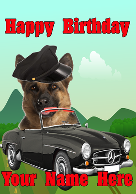 Personalisiertbare Vatertagskarte – Deutscher Schäferhund Als Chauffeur | DIN A5, UK-Design | Mit Umschlag