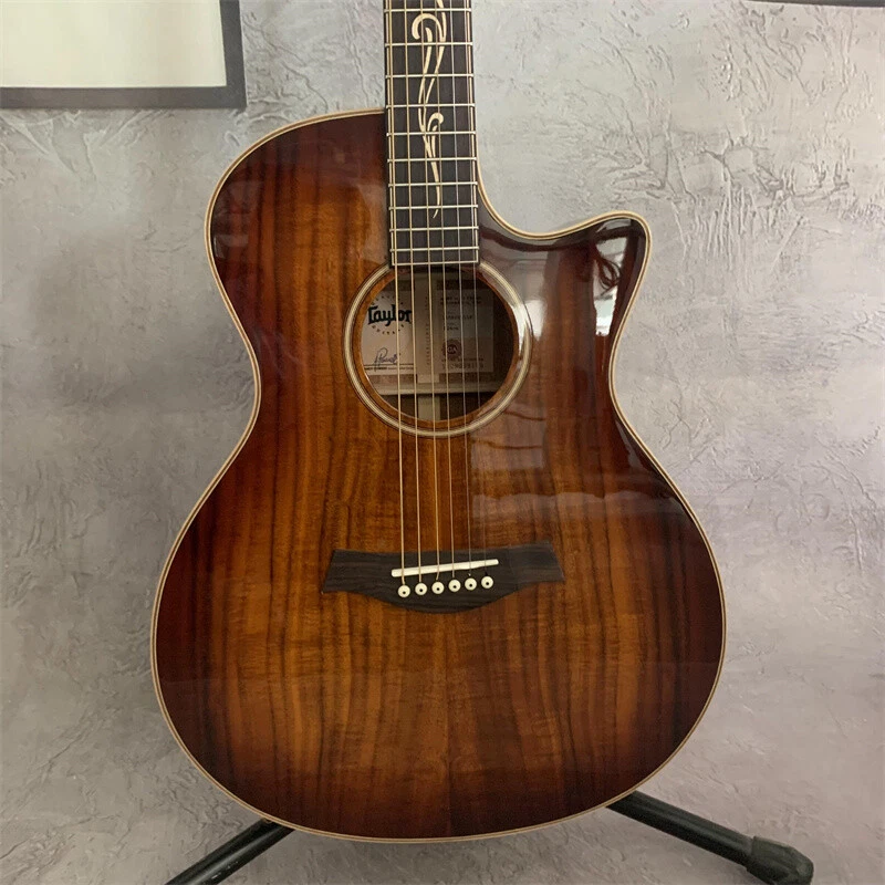 Factory 6 String Full Koa K24 Acoustic Guitar Brown Fretboard Flower Inlay - Image 3 of 4