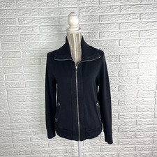 Jones New York Faded Black Zip Up Collared Sweatshirt Size Small