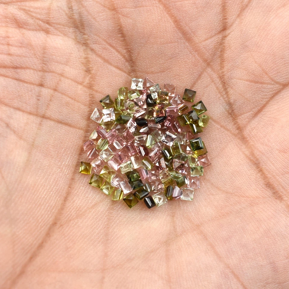 Mini piedra natural multi turmalina de 2-3 mm forma cuadrada micro piedra preciosa suelta Foto 2 de 4
