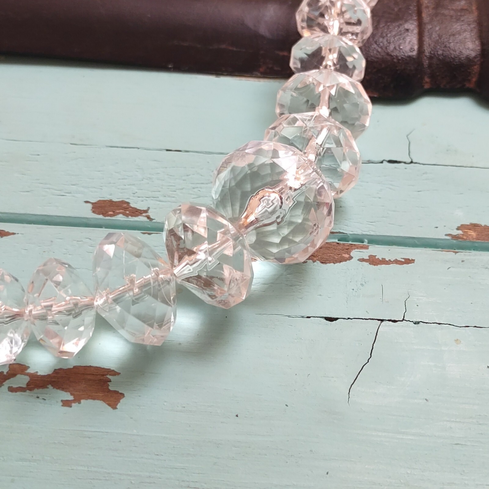 Chunky Large Clear Plastic Bead Vintage Necklace 19” Statement Large to