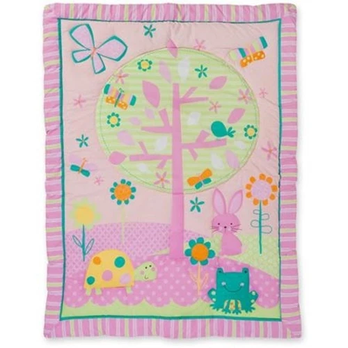 Sumersault Froggy & Friends 10 pc girl's crib nursery bedding rabbit turtle pink