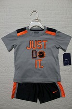NEW BOYS NIKE BASEBALL 2 PIECE SET SHIRT AND SHORTS OUTFIT 40 JUST DO IT