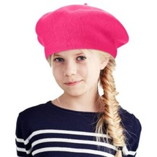 Beret Hat Kids Beret French Beanie Cap Artist Wool Hat Girls Beret Artist Rose