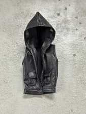 PB-SSH: 1/12 Wired sleeveless Leather Hoodie Vest for 6" action figure body