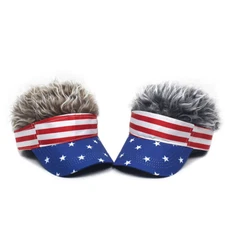 Mens Baseball Golf Hat Cap Sun Visor Wig Hat With Fake Flair Hair Outdoor Sports