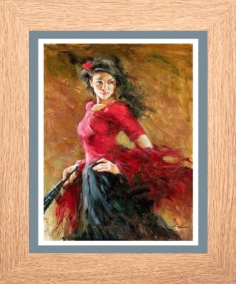SPANISCHE TÄNZERIN SPANIEN FLAMENCO BOLERO GERAHMTER DRUCK BILD ANDERE SIND AUFGEFÜHRT 322