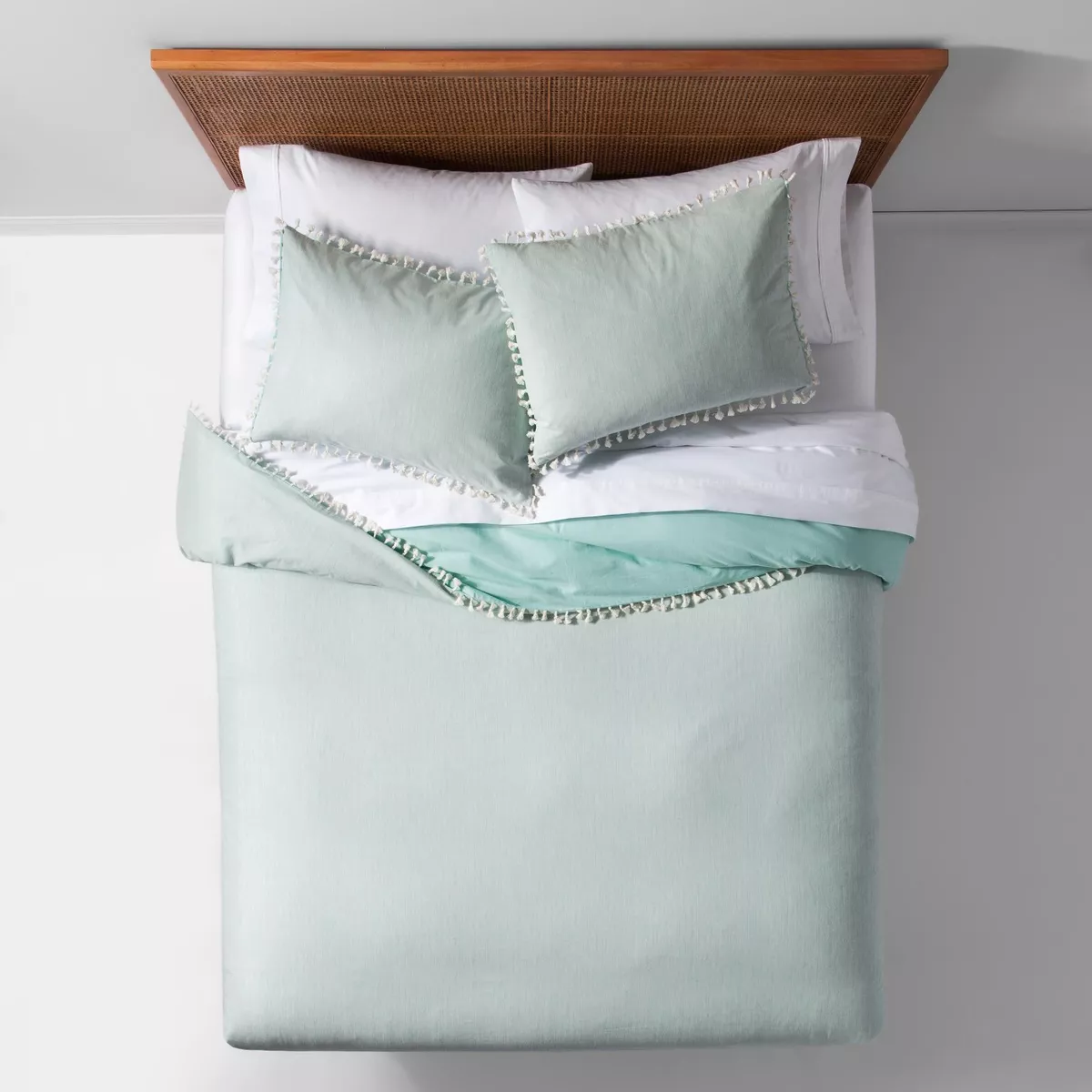 Yarn Dyed Tassel Trim Duvet Cover Opalhouse Mint Twin Twin Extra Long