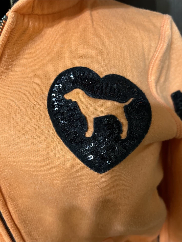 Abrigo Y2k Victoria Secret Rosa Edición Limitada De Colección Perro Bling Piel Forrado Naranja Talla XS Foto 4 de 4