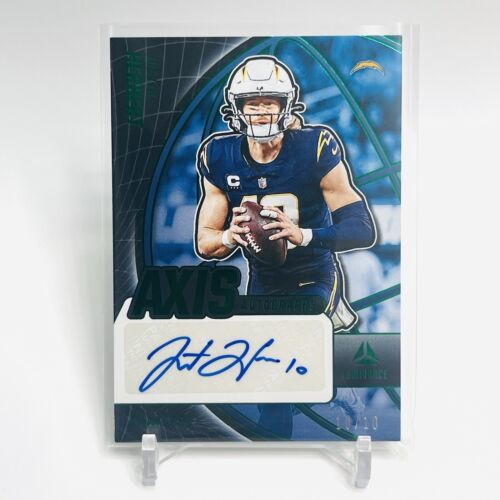 2024 Panini Luminance Justin Herbert Axis Autograph Green #’d 10/10 Jersey #