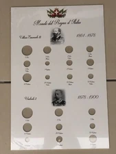 PANNELLO  x MONETE VITTORIO EMANUELE II + UMBERTO I  TIPOLOGICO 50X33cm