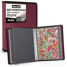 Dunwell 11x14 Art Portfolio Binder with Mounting 11x14" w/ BLK Paper, Ruby