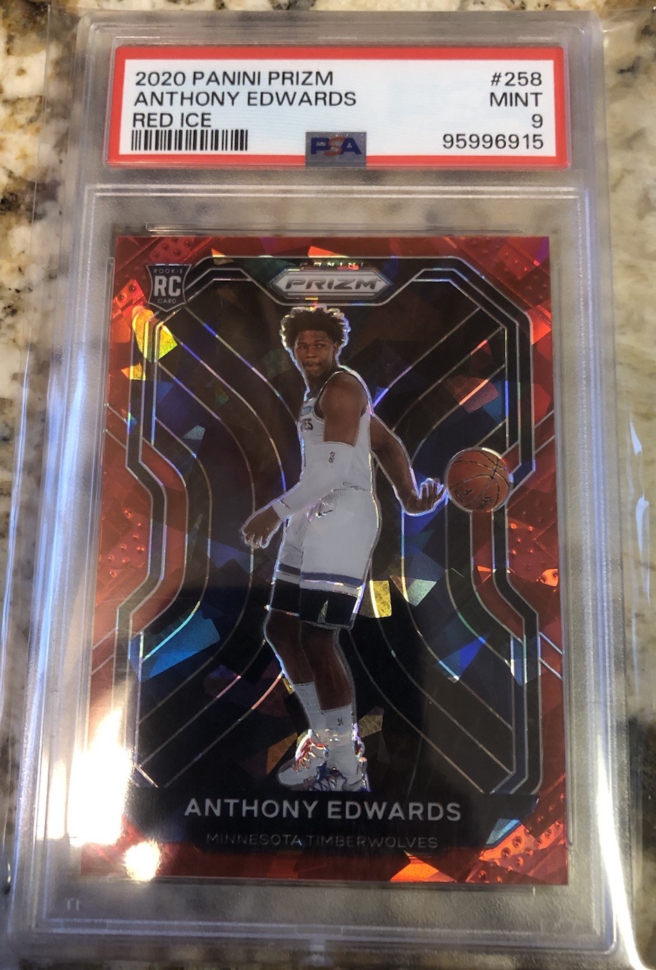 ANTHONY EDWARDS 2020-21 PRIZM ROOKIE RED ICE TIMBERWOLVES RC PSA 9
