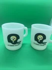 2-VINTAGE 1970's ANCHOR HOCKING PITTSBURGH STEELERS W11-TV MILK GLASS MUGS.
