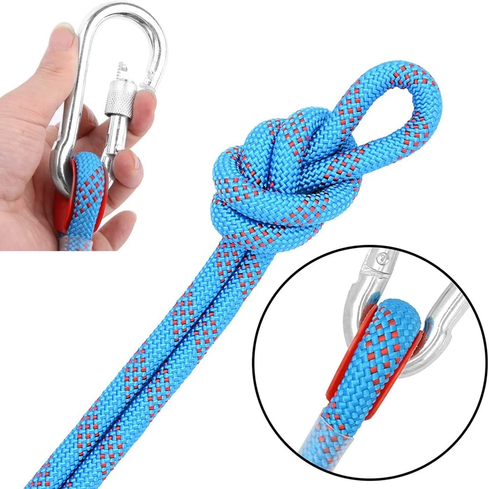 Corde escalade statique 10 m 10 mm Polyester 2 mousquetons - Photo 3/4
