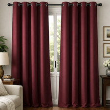 2 Piece Solid Burgundy Blackout Grommet Curtain Panel Set - 84" Long