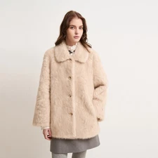 New Short Lapel Collar Plush Fur Coat Top Women's Single Breasted Warm Fur Coat