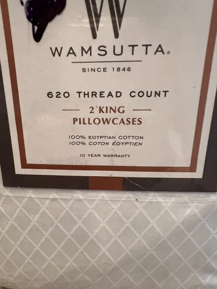 Винтажные наволочки WAMSUTTA 620 нитей египетский хлопок белые KING, 2 штуки - Изображение 2 из 4