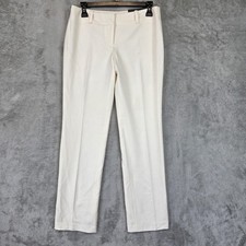Ann Taylor Dress Pants Womens 4P Cream Twill Straight Leg Lined Work Office