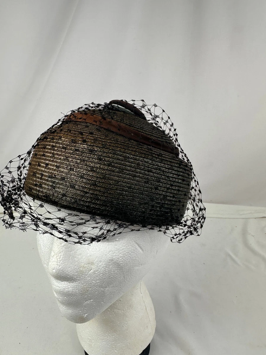 Pillbox Black Straw Vintage Hats for Women | eBay display picture 1