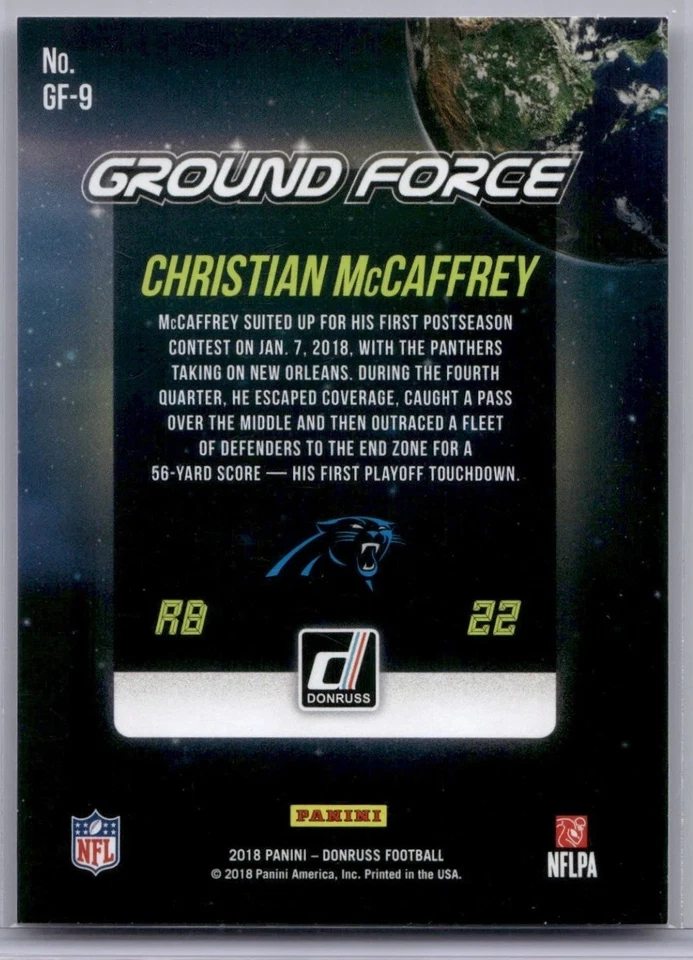 2018 Panini Donruss - Ground Force Christian McCaffrey #GF-9 - Image 2 of 2